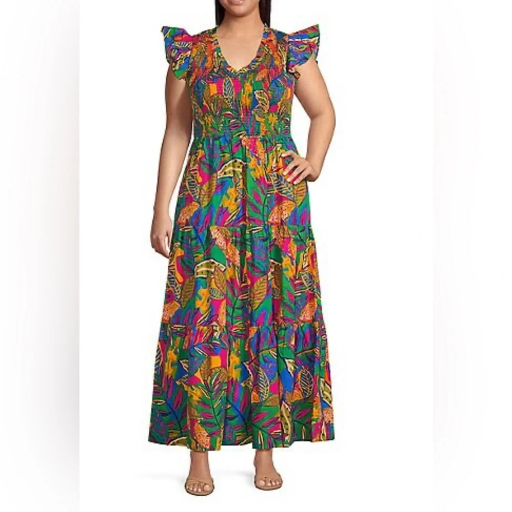 Just Arrived 🌹🌸🌺Colorful Tropical Print Maxi Dress size 2X   🌸🌹🌺 SL Bag - Picture 3 of 4